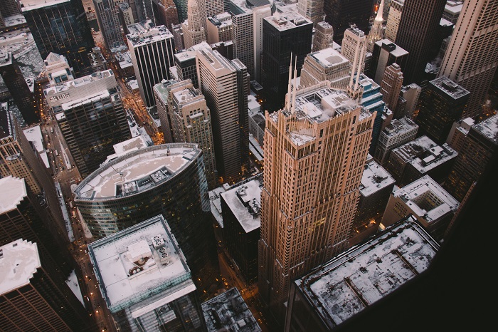 aerial view of big town